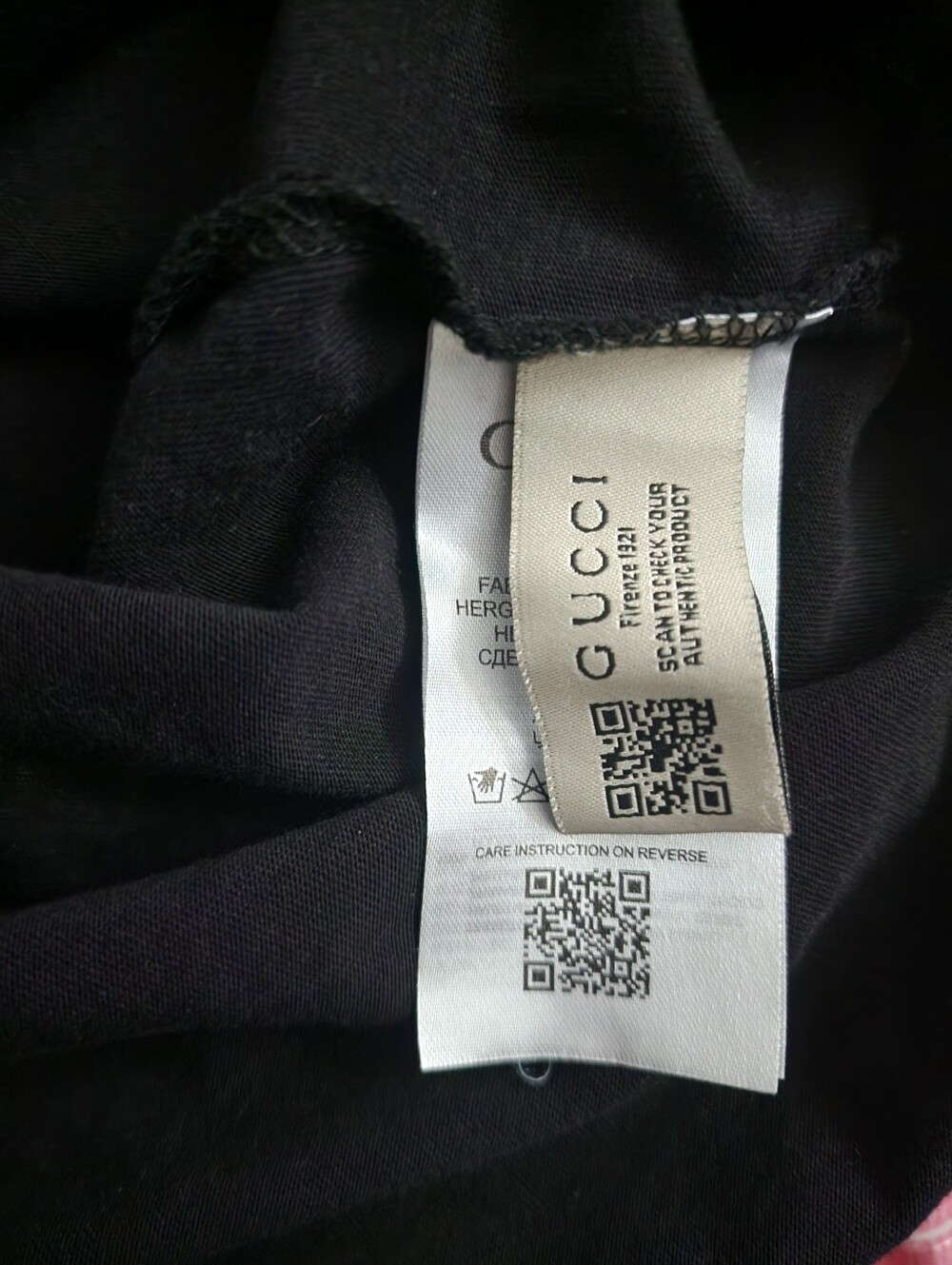 Black Short Sleeve Tee with Beige Logo Shoulder Tape - Picture 5 of 9